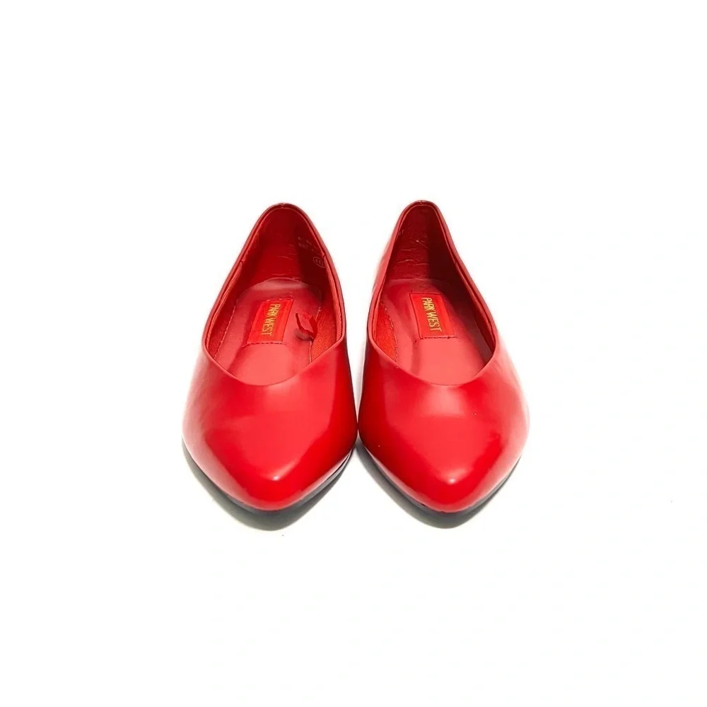 Vintage 1980s deadstock cherry red vegan leather slip on mini wedge heels